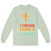 Matcha Vintage 1 Cross 3 Nails Forgiven Christian Easter Gift Long Sleeve Tee - lanVoArt