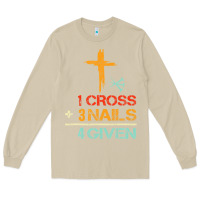 Mushroom Vintage 1 Cross 3 Nails Forgiven Christian Easter Gift Long Sleeve Tee - lanVoArt