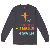 Smoke Vintage 1 Cross 3 Nails Forgiven Christian Easter Gift Long Sleeve Tee - lanVoArt