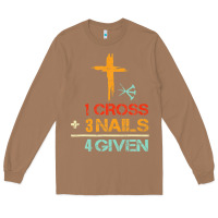 Toasted Coconut Vintage 1 Cross 3 Nails Forgiven Christian Easter Gift Long Sleeve Tee - lanVoArt