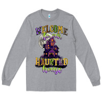 Heather Grey welcome to our haunted house Long Sleeve Tee - CowGirlArtShop