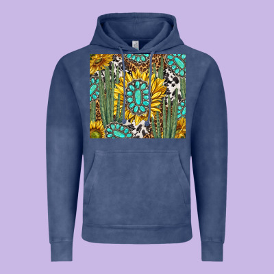 Western Cactus With Sunflowers And Turquoise Tumbler Tbs Vintage Hoodie Designed By Tumblerdesignbyshophia