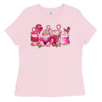 Bubblegum Pink cancer coffee cups Ladies Tee - LillyAllenDesigns