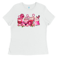 White cancer coffee cups Ladies Tee - LillyAllenDesigns