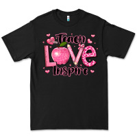 Black teach love inspire teacher valentines day Premium Tee - LillyAllenDesigns