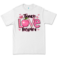 White teach love inspire teacher valentines day Premium Tee - LillyAllenDesigns