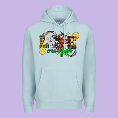 Mardi Gras Love Crawfish Premium Hoodie Designed By Fadigitalartstudio