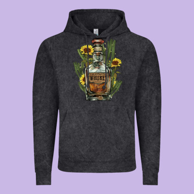 Western Whiskey Bottle Vintage Hoodie Designed By Howdyjamesfarm