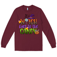 Burgundy witch way to the candy Long Sleeve Tee - CowGirlArtShop