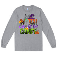 Heather Grey witch way to the candy Long Sleeve Tee - CowGirlArtShop