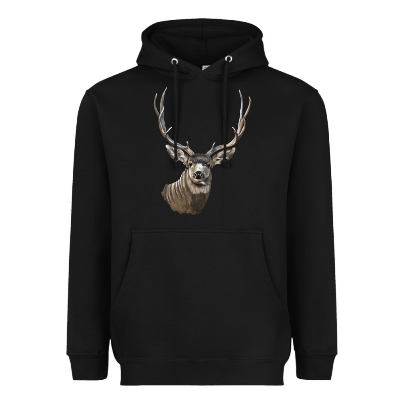 Mule Buck Deer Head Heavyweight Hoodie by LillyAllenDesigns | Teevron