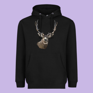 Mule Buck Deer Head Heavyweight Hoodie Designed By Lillyallendesigns
