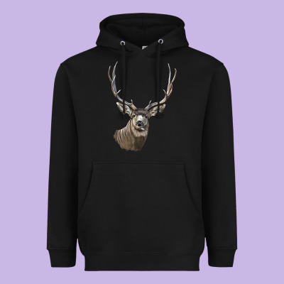 Mule Buck Deer Head Heavyweight Hoodie Designed By Lillyallendesigns