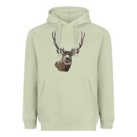 Matcha Mule Buck Deer Head Heavyweight Hoodie - LillyAllenDesigns