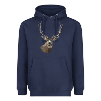 Navy Mule Buck Deer Head Heavyweight Hoodie - LillyAllenDesigns