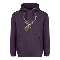 Plum Mule Buck Deer Head Heavyweight Hoodie - LillyAllenDesigns