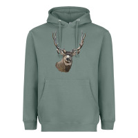 Sage Mule Buck Deer Head Heavyweight Hoodie - LillyAllenDesigns