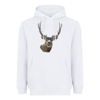 White Mule Buck Deer Head Heavyweight Hoodie - LillyAllenDesigns