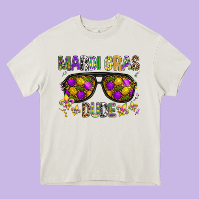Mardi Gras Dude Heavy Core Tee Designed By Bundleandbundleshop
