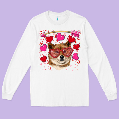 Valentine's Shiba Inu Long Sleeve Tee Designed By Ranaportraitstore