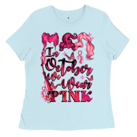 Baby Blue in october we wear pink Ladies Tee - LillyAllenDesigns