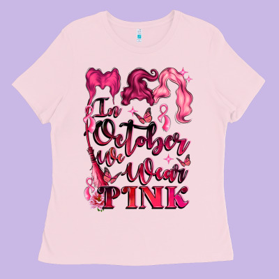 In October We Wear Pink Ladies Tee Designed By Lillyallendesigns
