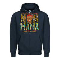 Navy God Gifted Me Two Titles And Mama i Rock Them Both Zipper Hoodie - CowhideDigitalArt