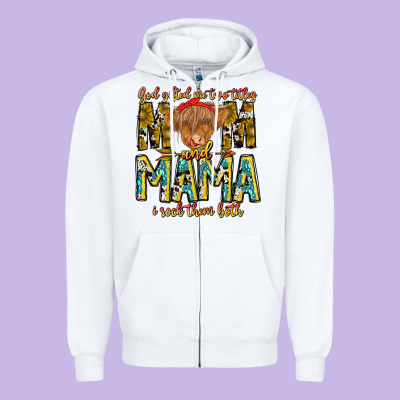 God Gifted Me Two Titles And Mama I Rock Them Both Zipper Hoodie Designed By Cowhidedigitalart