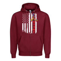 Burgundy lil autism mom Zipper Hoodie - CowhideDigitalArt