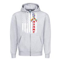 Heather Grey lil autism mom Zipper Hoodie - CowhideDigitalArt