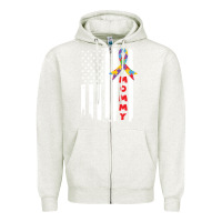 Oatmeal Heather lil autism mom Zipper Hoodie - CowhideDigitalArt