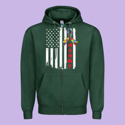 Lil Autism Mom Zipper Hoodie Designed By Cowhidedigitalart