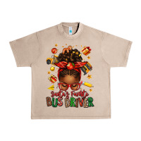 French Oak santas favorite school bus driver afro messy bun Urban Heavy Tee - texasbilliewilder