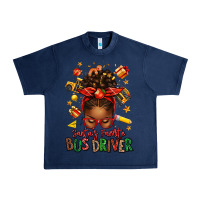 Navy santas favorite school bus driver afro messy bun Urban Heavy Tee - texasbilliewilder