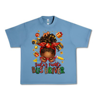 Pebble Blue santas favorite school bus driver afro messy bun Urban Heavy Tee - texasbilliewilder