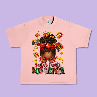 Santas Favorite School Bus Driver Afro Messy Bun Urban Heavy Tee Designed By Texasbilliewilder