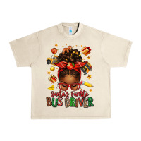 Sandshell santas favorite school bus driver afro messy bun Urban Heavy Tee - texasbilliewilder