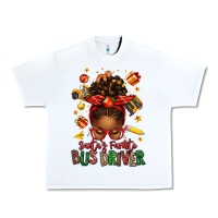 White santas favorite school bus driver afro messy bun Urban Heavy Tee - texasbilliewilder