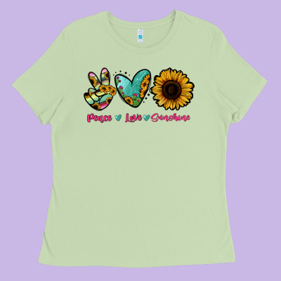 Peace Love Sunshine Ladies Tee Designed By Ranaportraitstore