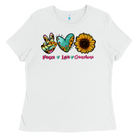 White Peace Love Sunshine Ladies Tee - RanaPortraitStore