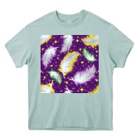 Arona Mardi Gras Feathers seamless pattern Heavy Core Tee - BundleAndBundleShop