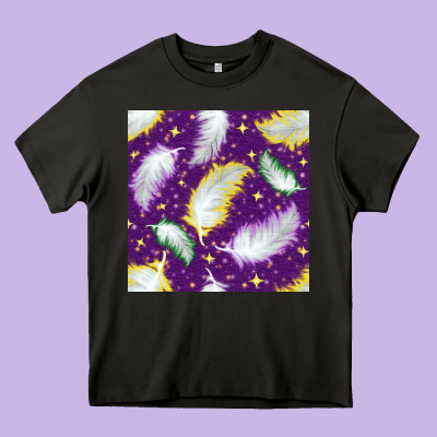 Mardi Gras Feathers Seamless Pattern Heavy Core Tee Designed By Bundleandbundleshop