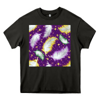 Asphalt Mardi Gras Feathers seamless pattern Heavy Core Tee - BundleAndBundleShop