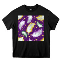 Black Mardi Gras Feathers seamless pattern Heavy Core Tee - BundleAndBundleShop