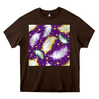 Chocolate Brown Mardi Gras Feathers seamless pattern Heavy Core Tee - BundleAndBundleShop