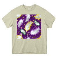 Mossy Mardi Gras Feathers seamless pattern Heavy Core Tee - BundleAndBundleShop