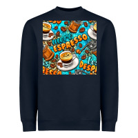 Navy more espresso less despresso coffee with leopard seamless pattern bbs Heavyweight Sweatshirt - BundleAndBundleShop