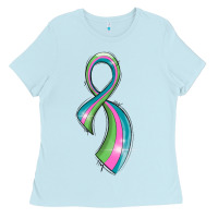 Baby Blue metastatic breast cancer ribbon Ladies Tee - LillyAllenDesigns