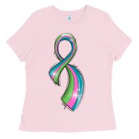 Bubblegum Pink metastatic breast cancer ribbon Ladies Tee - LillyAllenDesigns