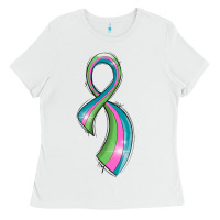 White metastatic breast cancer ribbon Ladies Tee - LillyAllenDesigns